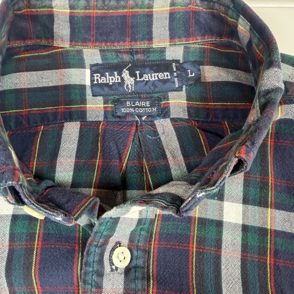 Ralph Lauren Blaire Cotton Button Up Shirt Men's Large Multicolor Plaid GUC - Picture 3 of 5